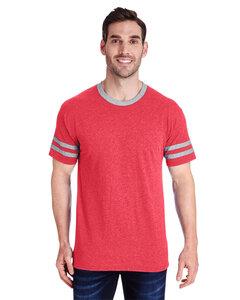 Jerzees 602MR - Adult TRI-BLEND Varsity Ringer T-Shirt Fr Red Hth/Oxfr