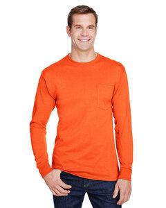 Hanes W120 - Adult Workwear Long-Sleeve Pocket T-Shirt Safety Orange