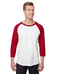 Jerzees 560RR - Unisex Premium Blend Ring-Spun 3/4 Sleeve Raglan T-Shirt White/True Red
