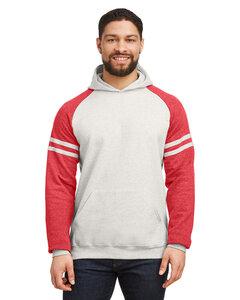 Jerzees 97CR - Unisex NuBlend Varsity Color-Block Hooded Sweatshirt Oat Hth/F Rd Ht