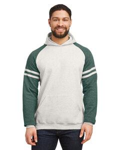 Jerzees 97CR - Unisex NuBlend Varsity Color-Block Hooded Sweatshirt Oat Hth/F Gn Ht