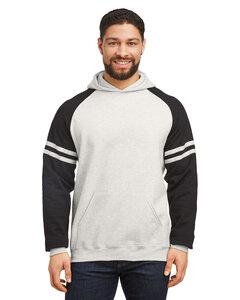 Jerzees 97CR - Unisex NuBlend Varsity Color-Block Hooded Sweatshirt Oat Hth/Blk Ink