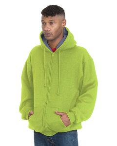 Bayside BA940 - Adult Super Heavy Thermal-Lined Full-Zip Hooded Sweatshirt Lime Grn/Dk Gry
