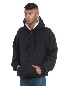 Bayside BA940 - Adult Super Heavy Thermal-Lined Full-Zip Hooded Sweatshirt Black/Cream