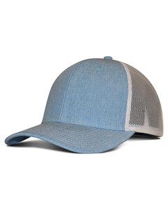 Fahrenheit F211 - Heathered Cotton Polyester Trucker Hat Sky Blue Hth/Wh