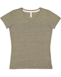 LAT 3591 - Ladies V-Neck Harborside Melange Jersey T-Shirt Miltry Grn Mlnge
