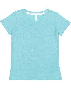 LAT 3591 - Ladies V-Neck Harborside Melange Jersey T-Shirt Caribbean Mlange