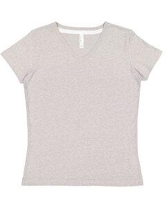LAT 3591 - Ladies V-Neck Harborside Melange Jersey T-Shirt Gray Melange