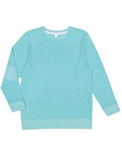 LAT 6965 - Adult Harborside Melange French Terry Crewneck with Elbow Patches Caribbean Mlange