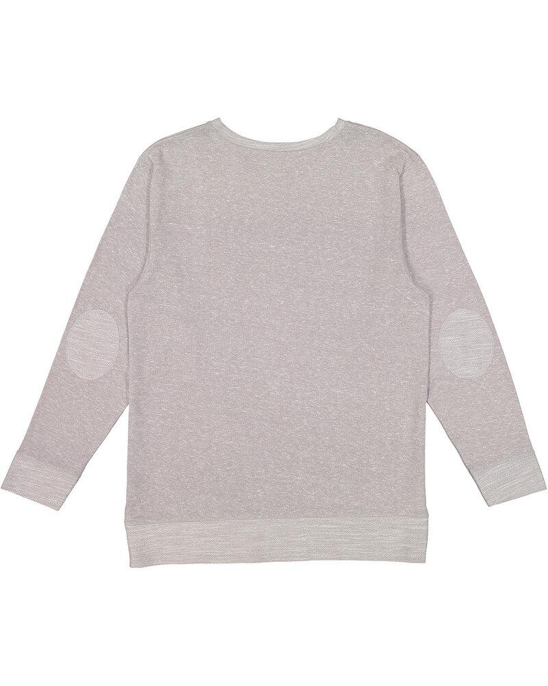 LAT 6965 - Adult Harborside Melange French Terry Crewneck with Elbow Patches