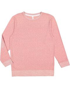 LAT 6965 - Adult Harborside Melange French Terry Crewneck with Elbow Patches Mauvelous Mlange