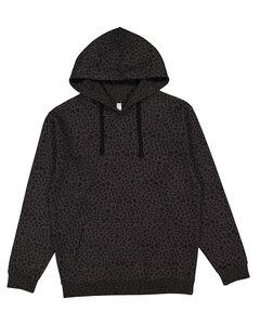 LAT 6926 - Adult Pullover Fleece Hoodie Black Leopard