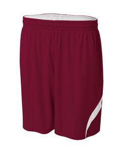 A4 N5364 - Adult Performance Doubl/Double Reversible Basketball Short Maroon White
