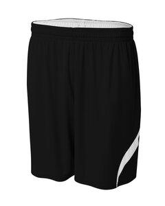 A4 N5364 - Adult Performance Doubl/Double Reversible Basketball Short Black/White