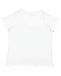 LAT 3817 - Ladies Curvy V-Neck Fine Jersey T-Shirt Blended White