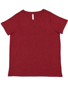 LAT 3817 - Ladies Curvy V-Neck Fine Jersey T-Shirt Cardinal Blkout