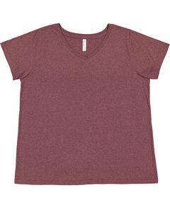 LAT 3817 - Ladies Curvy V-Neck Fine Jersey T-Shirt Sangria Blackout