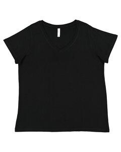 LAT 3817 - Ladies Curvy V-Neck Fine Jersey T-Shirt Blended Black