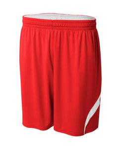 A4 NB5364 - Youth Performance Double/Double Reversible Basketball Short Scarlet/White