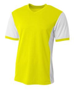 A4 N3017 - Men's Premier V-Neck Soccer Jersey Sfty Yellow/Wht