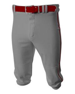 A4 N6003 - Men's Baseball Knicker Pant Grey/Cardinal