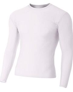 A4 NB3133 - Youth Long Sleeve Compression Crewneck T-Shirt White