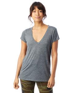 Alternative Apparel 2894B2 - Ladies Slinky-Jersey V-Neck T-Shirt Ash Heather