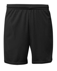 A4 N5384 - Adult 7" Mesh Short With Pockets Black