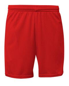 A4 N5384 - Adult 7" Mesh Short With Pockets Scarlet