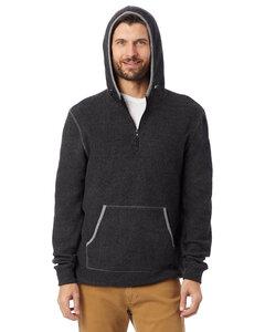 Alternative Apparel 43251RT - Adult Quarter Zip Fleece Hooded Sweatshirt Eco Blk/Eco Gry