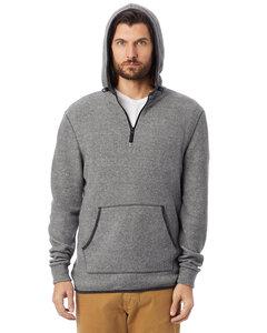 Alternative Apparel 43251RT - Adult Quarter Zip Fleece Hooded Sweatshirt Eco Gry/Eco Blk