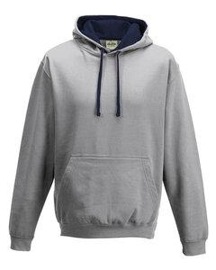 Just Hoods By AWDis JHA003 - Adult 80/20 Midweight Varsity Contrast Hooded Sweatshirt Hth Gry/Frn Nvy