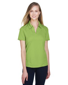North End 78632 - Ladies Recycled Polyester Performance Piqué Polo Cactus Green W/White