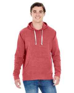 J. America J8871 - Adult Tri-Blend Fleece Pullover Hood Red Tri-Blend
