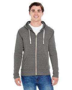 J. America J8872 - Adult Tri-Blend Fleece Full-Zip Hood Smoke Tri-Blend