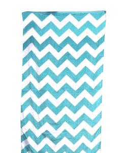 Carmel Towel Company C3060S - Cabana Stripe Velour Beach Towel Turquoise Chvron