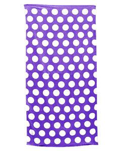 Carmel Towel Company C3060X - Chevron Velour Beach Towel Purple Polka Dot