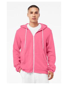 Bella+Canvas 3739 - Unisex Full-Zip Hooded Sweatshirt Hthr Charity Pnk