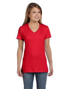 Hanes S04V - Hanes® Ladies' Nano-T® Cotton V-Neck T-Shirt Athletic Red
