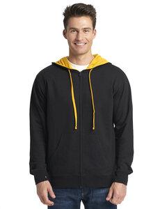 Next Level Apparel 9601 - Adult Laguna French Terry Full-Zip Hooded Sweatshirt Black/Gold