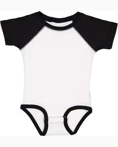 Rabbit Skins 4430 - Fine Jersey Infant Three-Quarter Sleeve Baseball Bodysuit White/Black