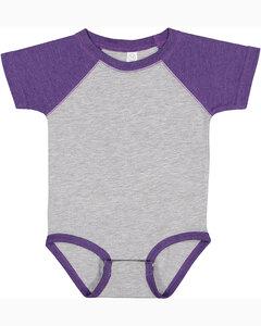 Rabbit Skins 4430 - Fine Jersey Infant Three-Quarter Sleeve Baseball Bodysuit Vintage Heather/ Purple