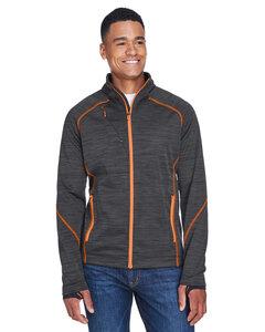 North End 88697 - Men's Flux Mélange Bonded Fleece Jacket Carbon/Orange Soda