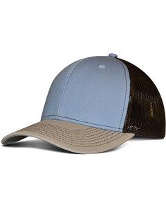 Fahrenheit F210 - Pro Style Trucker Hat Lt Blu/Nat/Brn