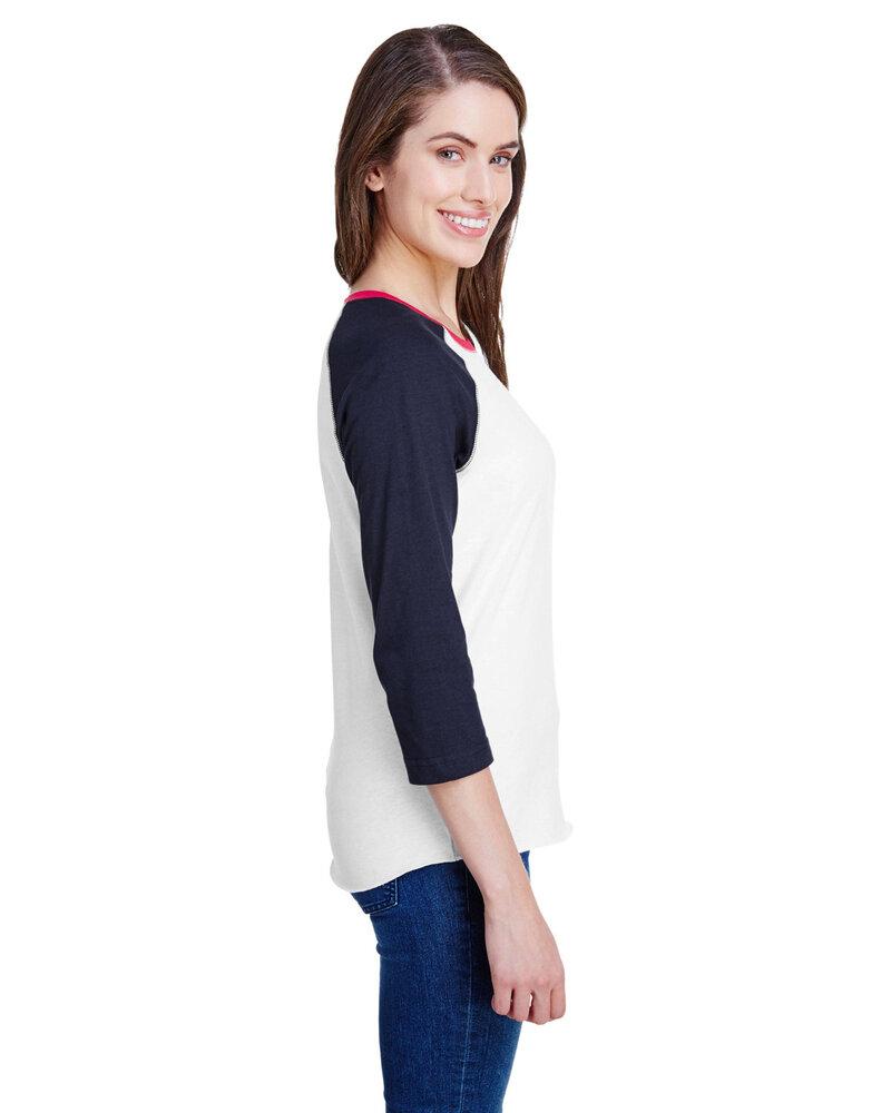 LAT 3530 - Ladies' Fine Jersey Three-Quarter Sleeve Baseball T-Shirt