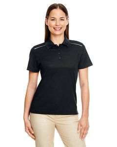 CORE365 78181R - Ladies Radiant Performance Piqué Polo with Reflective Piping Black