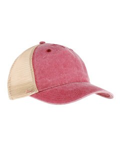 Authentic Pigment AP1924 - Pigment Dyed 5-Panel Trucker Nautcl Red/Khki