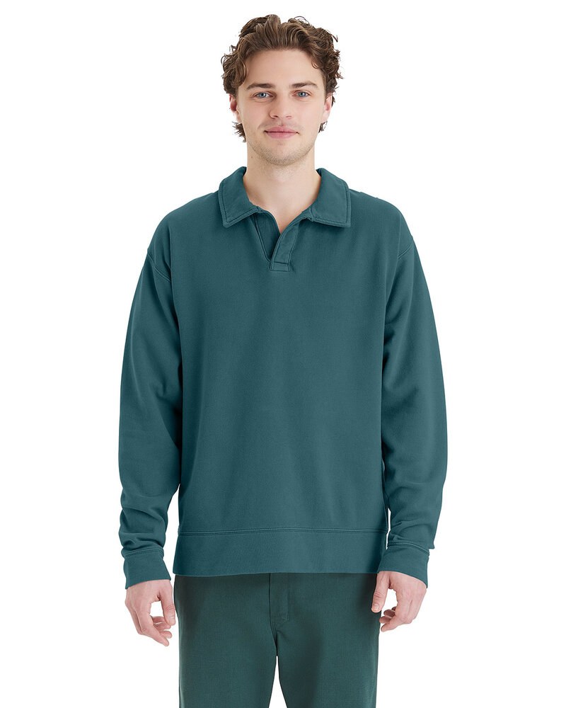 ComfortWash by Hanes GDH490 - Unisex Garment Dye Polo Collar Sweatshirt