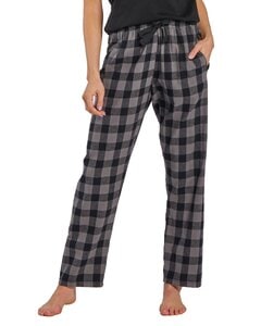 Boxercraft BW6620 - Ladies Haley Flannel Pant with Pockets Charcoal/Buf Pl