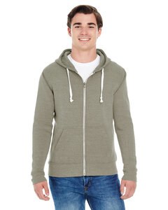 J. America JA8872 - Adult Triblend Full-Zip Fleece Hooded Sweatshirt Olive Triblend